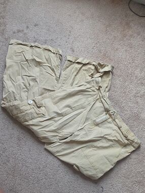 Women's Casual Khaki Cargo Pants - Lightweight Beige-School Uniform